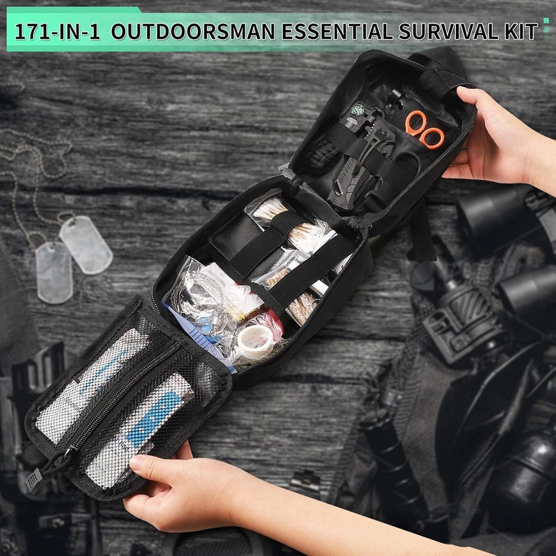 Abpir 171PCS Survival First Aid Kit with Survival Gear, First Aid Supplies, Emergency Tent, and MOLLE Nylon Bag, Ideal for Car, Travel, Home, Outdoor Adventures, for Men, Christmas, Teens - Image 3